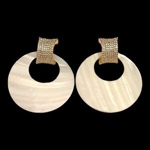 New Zaxie by Stephanie Taylor Earrings Pave Crystals Shell Resort Wear - 8E